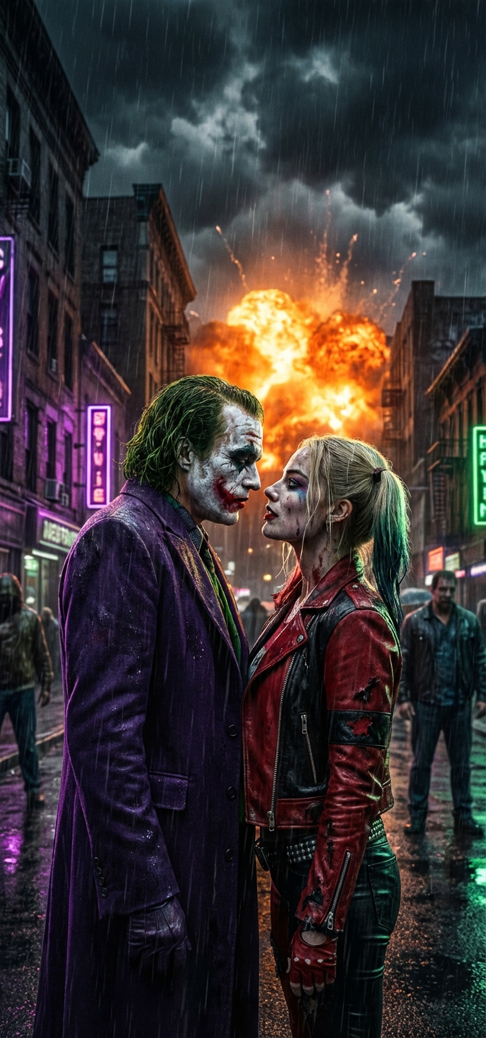 Joker ve Harley Quinn Romantik Kaos - Joker,  Harley Quinn,  telefon kapağı,  tasarım