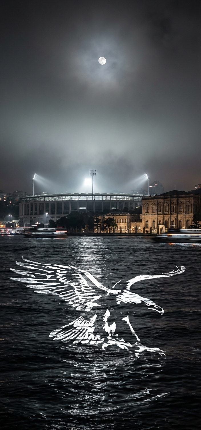 İstanbul Boğazı Kartal Arması Tasarımı - İstanbul Boğazı,  Beşiktaş JK,  kartal arması,  gece fotoğrafı