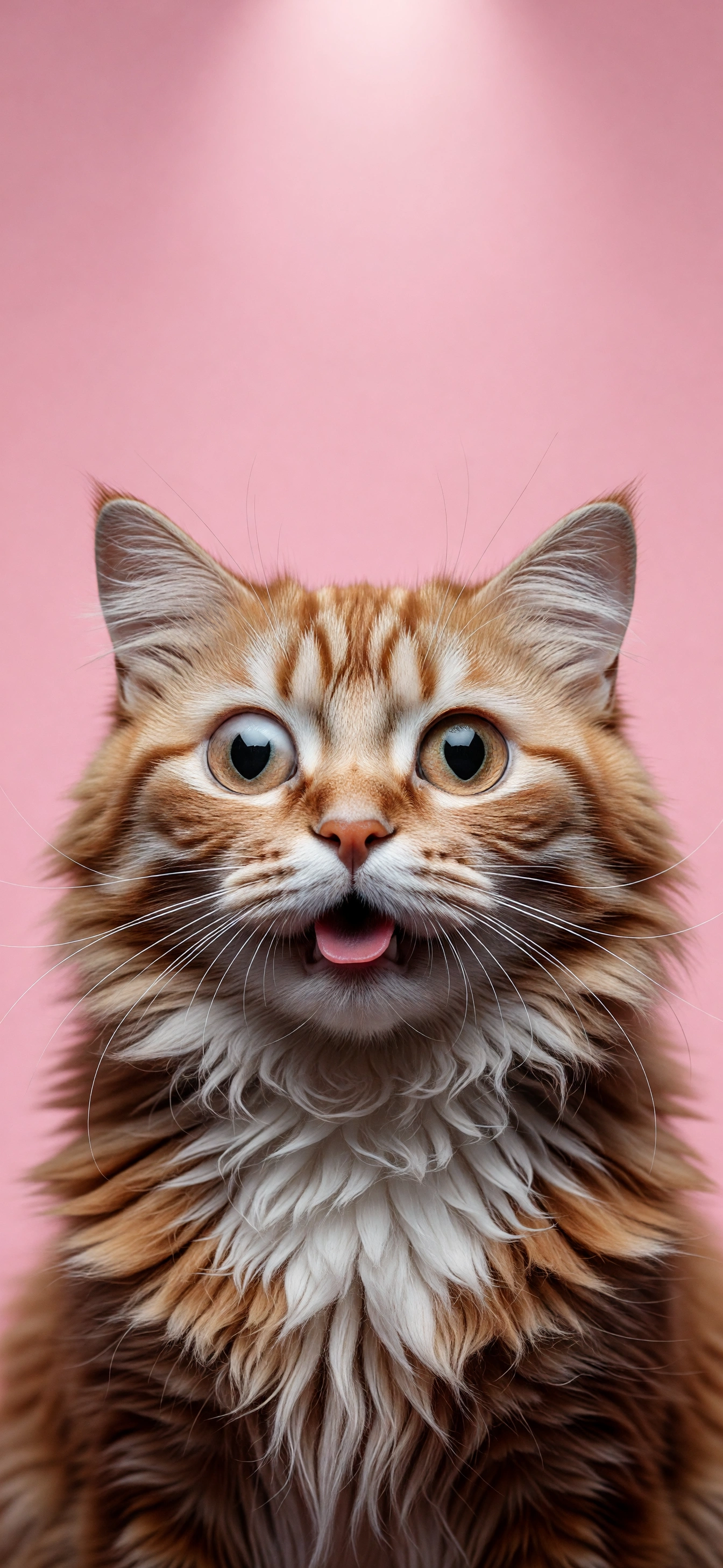 Şaşkın Kedi Portresi Pastel - kedi portresi,  derp ifade,  pastel pembe arkaplan,  yüksek detay