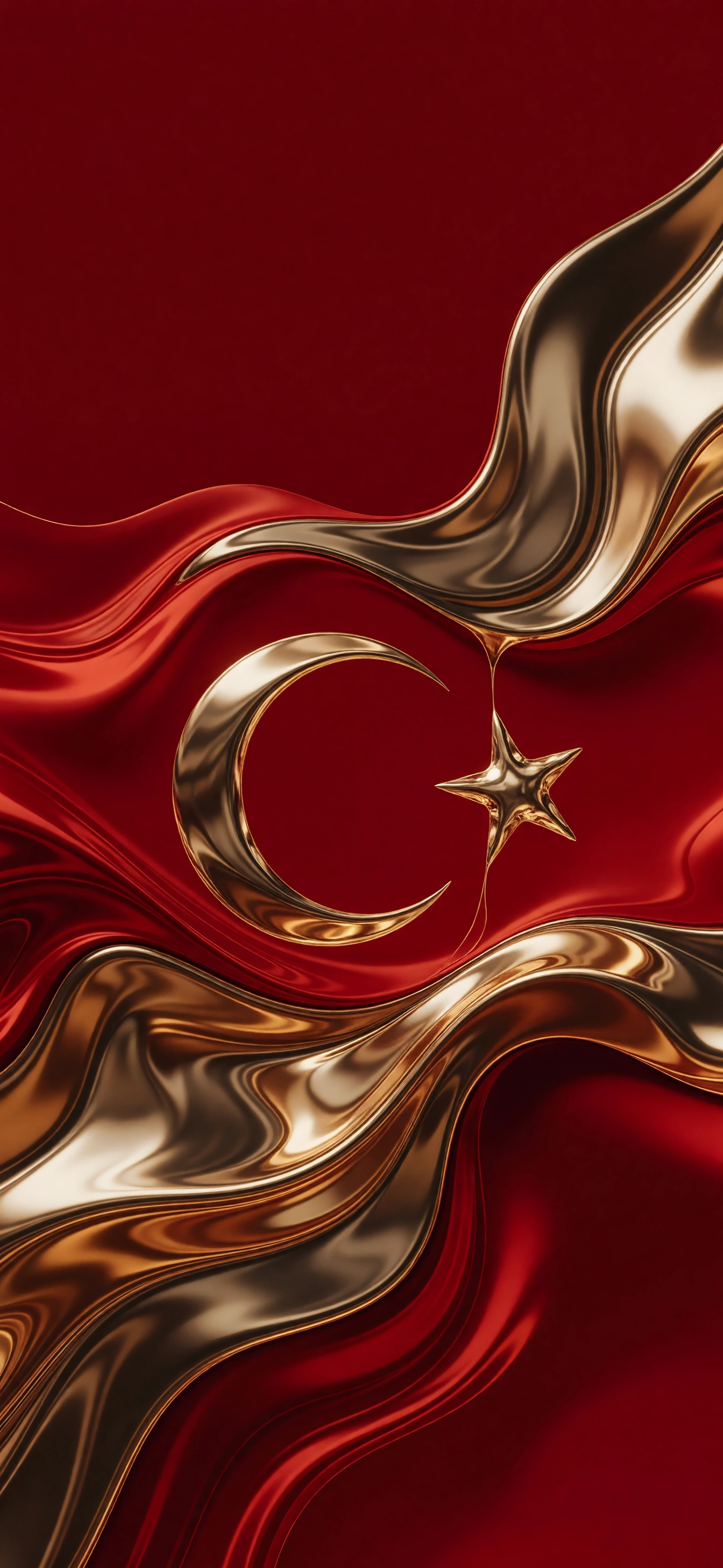 Soyut Metalik Ay Yıldız Dalgalı Desen - metalik,  ay yıldız,  soyut,  kırmızı